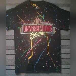 NWOT Universal Studios Florida Paint Splat Black Tee Mens Womens Size Small